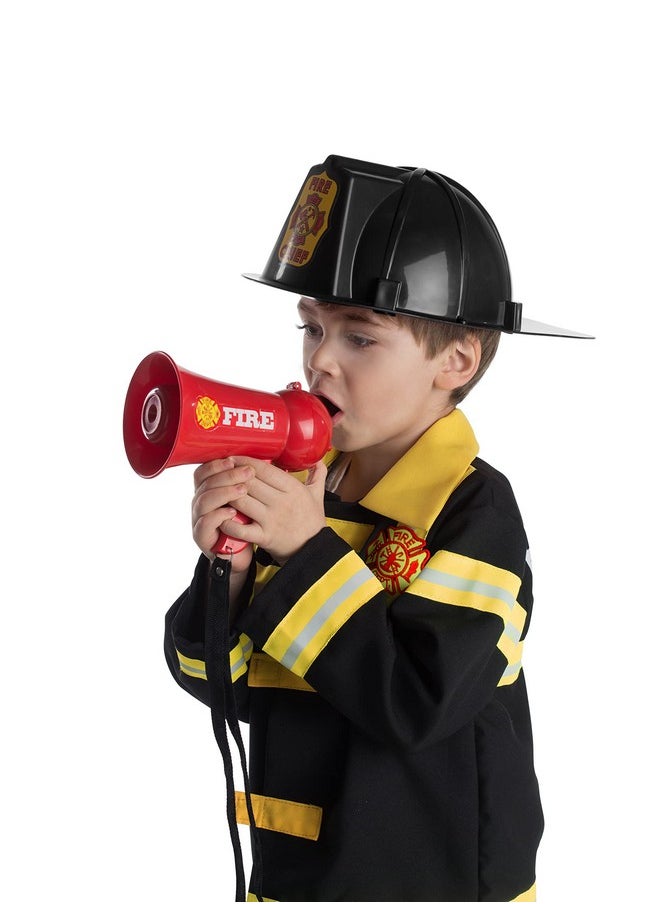 Dress Up America Firefighter Megaphone For Kids - Red Fireman Megaphone Bullhorn With Siren Sound