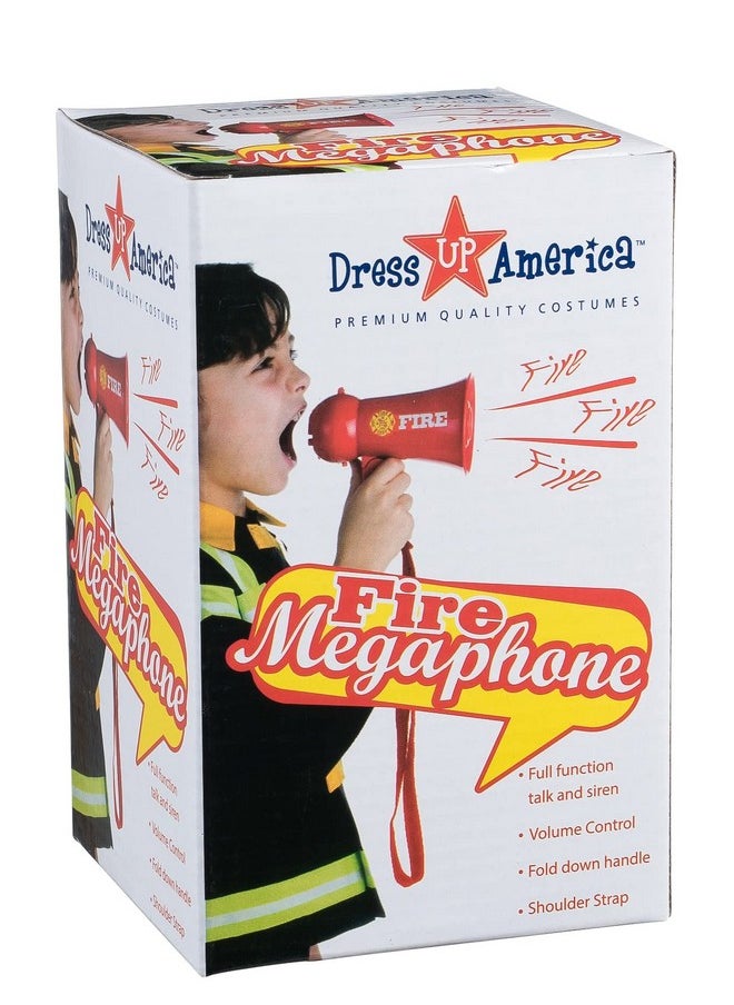 Dress Up America Firefighter Megaphone For Kids - Red Fireman Megaphone Bullhorn With Siren Sound