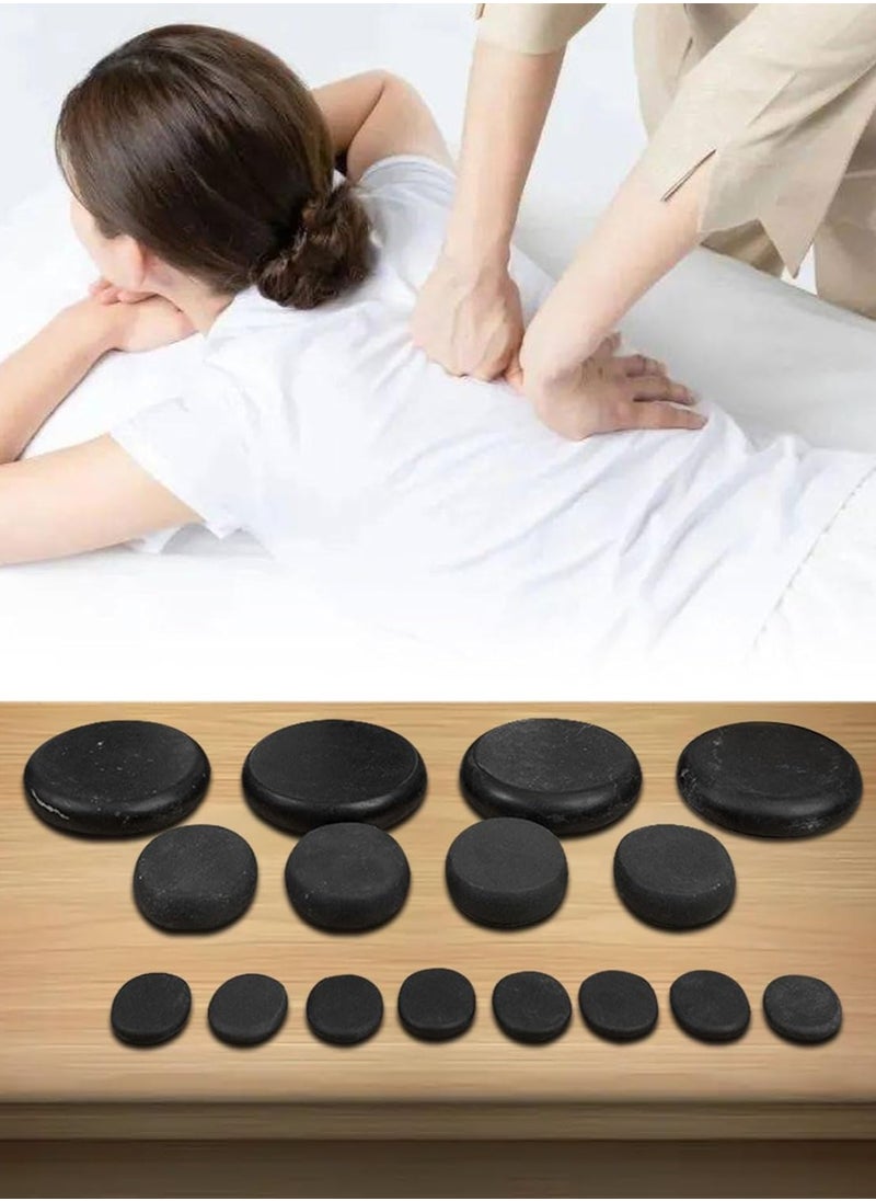 16 Hot Stones for Massage with Warmer, Hot Stones Massage Set with Warmer Kit Basalt Hot Rocks Massage Stone