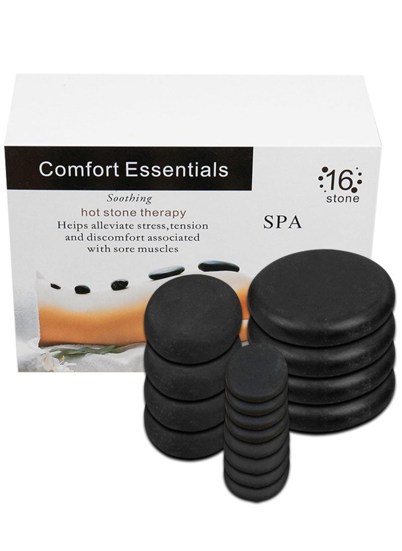 16 Hot Stones for Massage with Warmer, Hot Stones Massage Set with Warmer Kit Basalt Hot Rocks Massage Stone