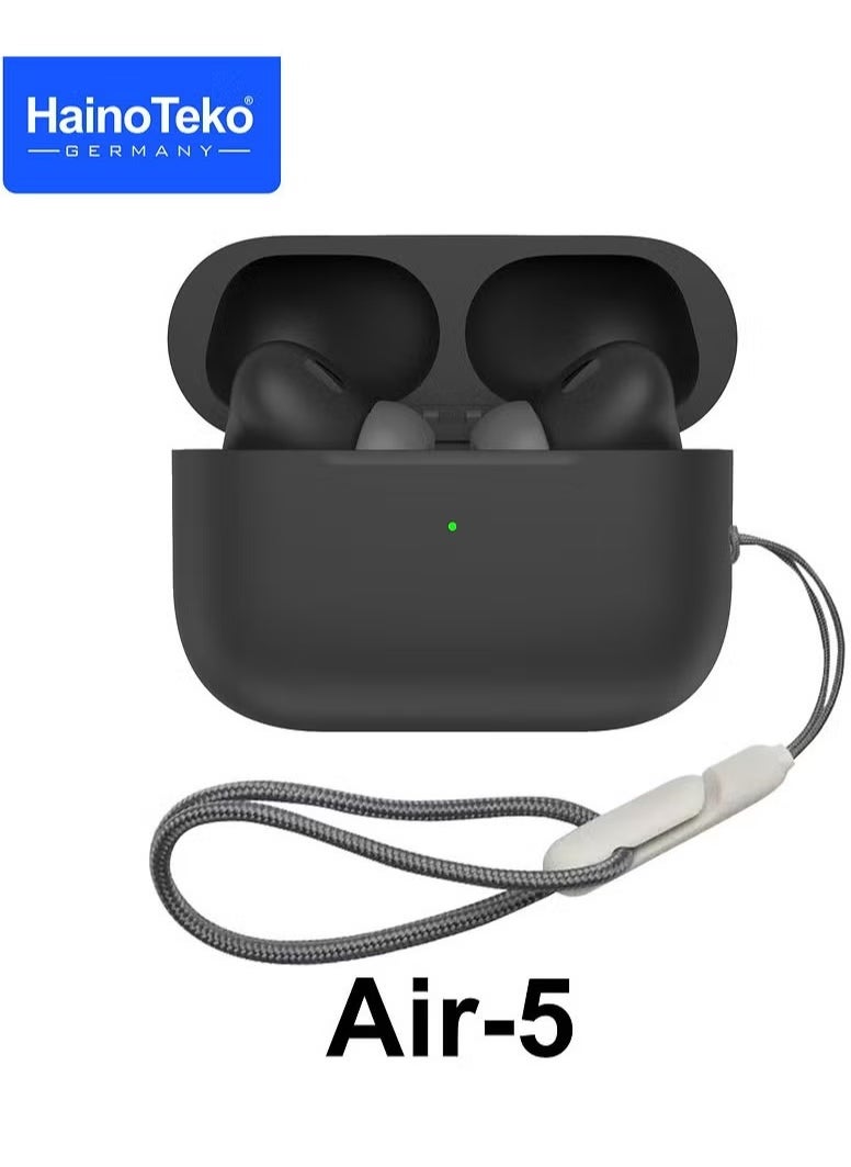 Air-5 True Wireless Stereo Earbuds with Multi-Functional Touch Control, HD Clear Microphone, High Bass Sound Quality, and Charging Case – Perfect for Android Mobiles & Tablets – Black