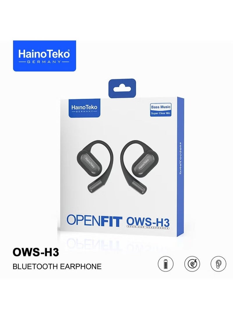 OpenFit Bluetooth Earphones with High-Quality Sound, Super Clear Mic, and Touch Controls – Stylish & Comfortable Black Wireless Earbuds for Music, Calls, and Sports