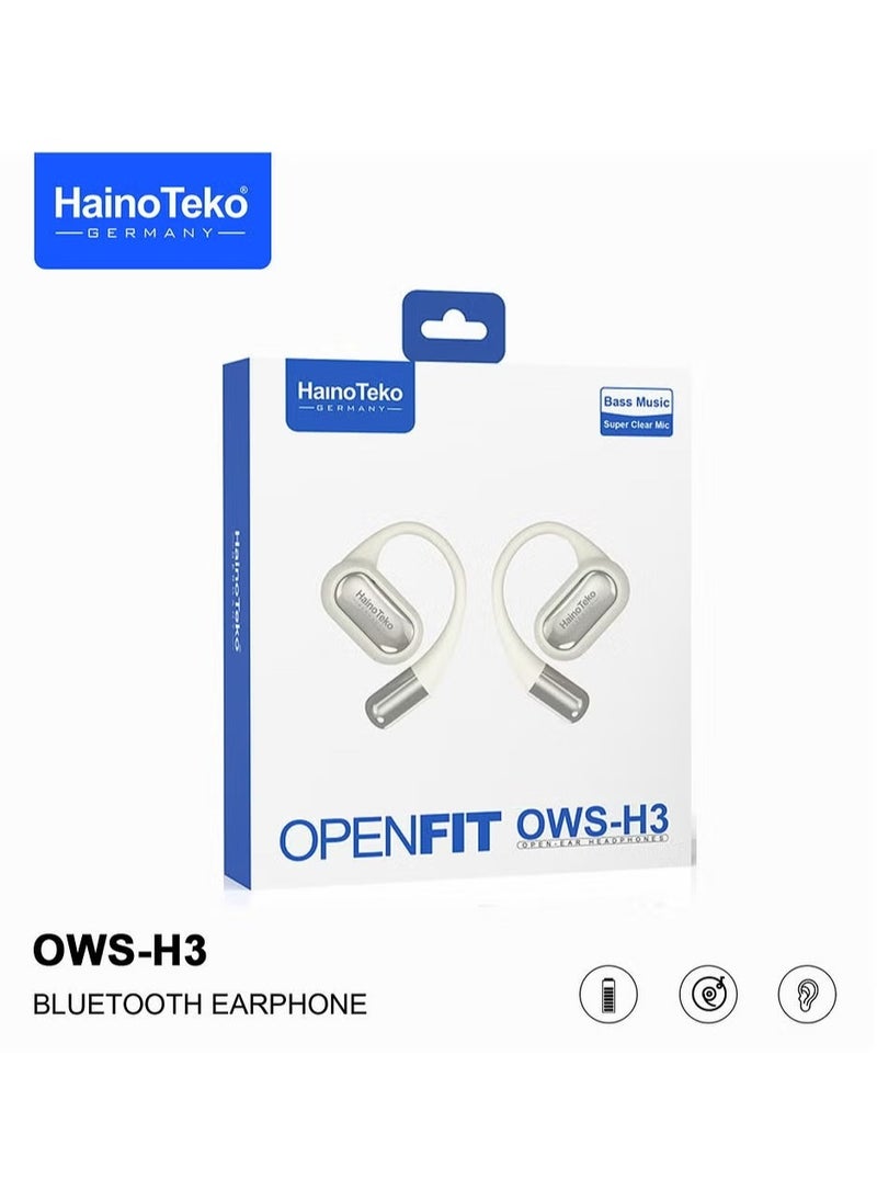 OpenFit Bluetooth Earphones with High-Quality Sound, Super Clear Mic, and Touch Controls – Stylish and Comfortable White Wireless Earbuds for Music, Calls & Sports