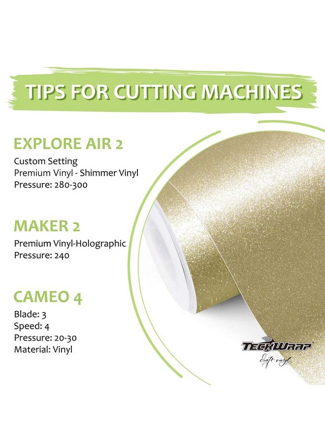 TECKWRAP Shimmer Vinyl Glitter Adhesive Craft Vinyl,1ftx5ft,Champagne Gold