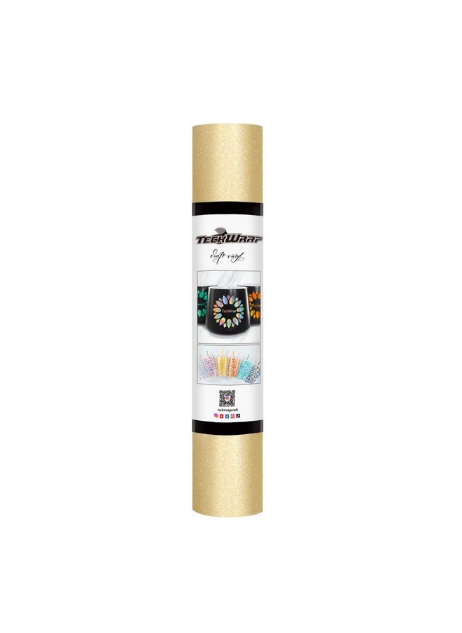 TECKWRAP Shimmer Vinyl Glitter Adhesive Craft Vinyl,1ftx5ft,Champagne Gold
