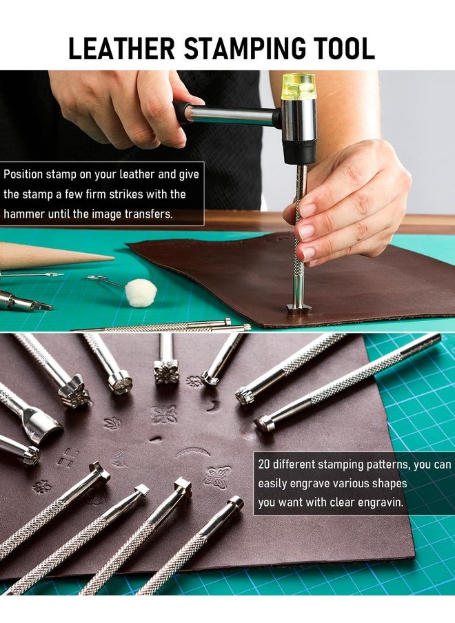 Nicpro 85PCS Leather Tooling Kit Leather Working Tools Kit with Custom Storage Bag, Adults Leather Making Craft Tools Beginner Kit for Stamping Sewing Carving Cutting Punching Leather Working