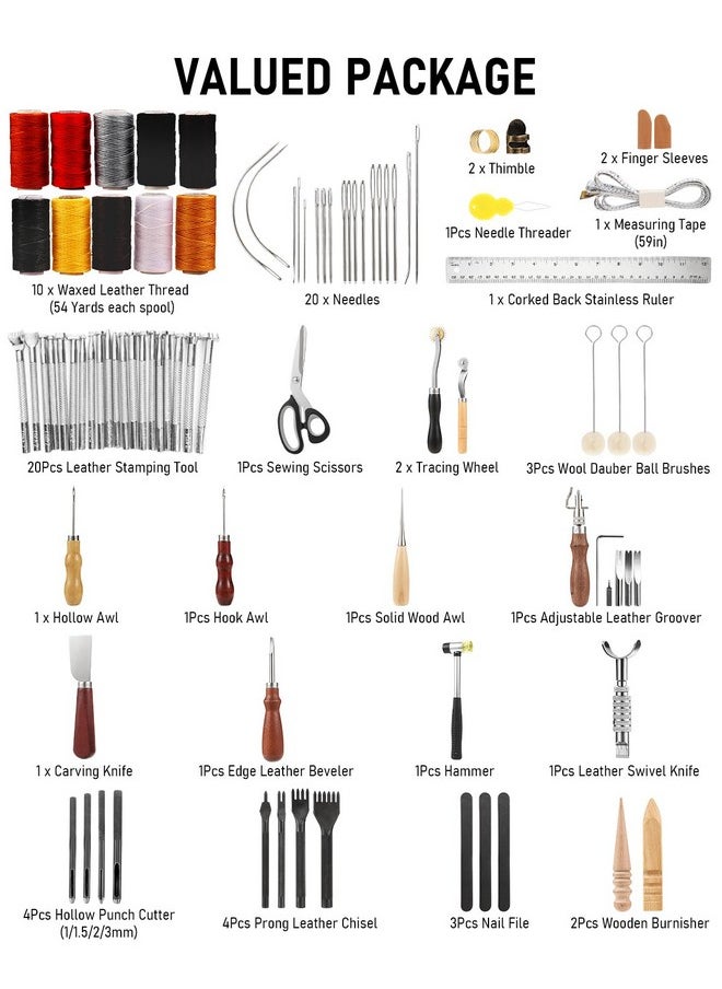 Nicpro 85PCS Leather Tooling Kit Leather Working Tools Kit with Custom Storage Bag, Adults Leather Making Craft Tools Beginner Kit for Stamping Sewing Carving Cutting Punching Leather Working