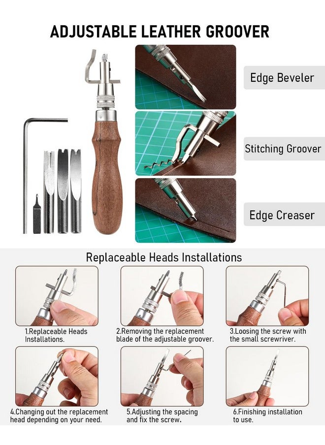 Nicpro 85PCS Leather Tooling Kit Leather Working Tools Kit with Custom Storage Bag, Adults Leather Making Craft Tools Beginner Kit for Stamping Sewing Carving Cutting Punching Leather Working
