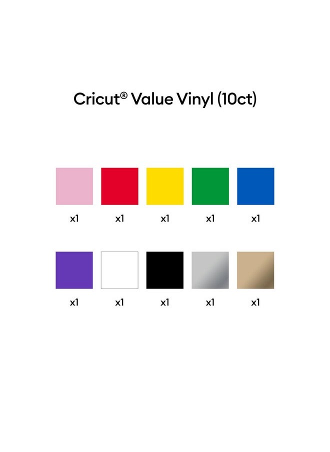 Cricut® Value Permanent Vinyl, Rainbow Sampler - 12in x 5ft Rolls (10 Count)