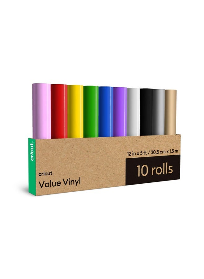 Cricut® Value Permanent Vinyl, Rainbow Sampler - 12in x 5ft Rolls (10 Count)