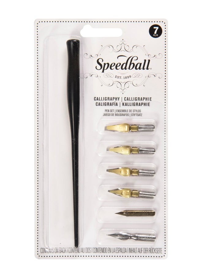 Speedball Calligraphy Pen Set - 1 Penholder w/ 4 Nibs, 2 Pen Tips