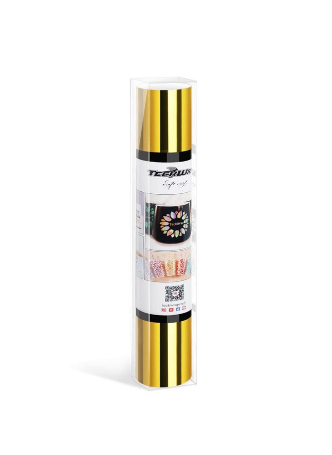 TECKWRAP Gold Chrome Smart Adhesive Vinyl Permanent,13in x 5ft, Vinyl for HandCrafting Decal Projects, Compatible with Explore3/Maker3