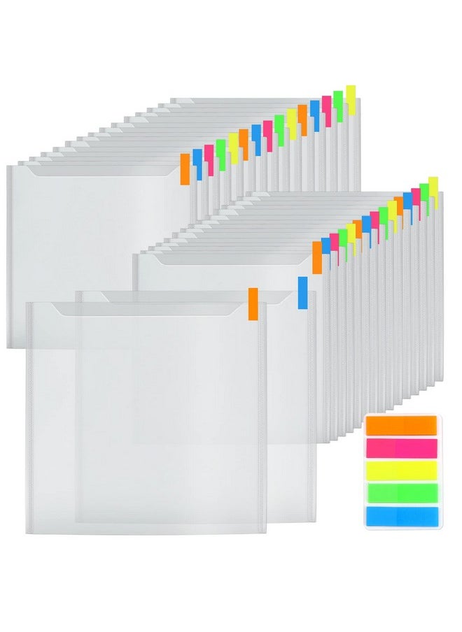 Caydo 36PCS Scrapbook Paper Storage Organizer 12 x 12 Inch Clear Scrapbook Paper Organizer with 100PCS Sticky Index Tabs Holds Scrapbook Paper, Cardstock, Vinyl Paper