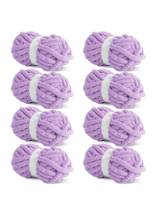 HOMBYS Purple Chunky Chenille Yarn for Crocheting, Bulky Thick Fluffy Yarn for Knitting,Super Bulky Chunky Yarn for Hand Knitting Blanket, Soft Plush Yarn, 8 Jumbo Pack (27 yds,8 oz Each Skein)