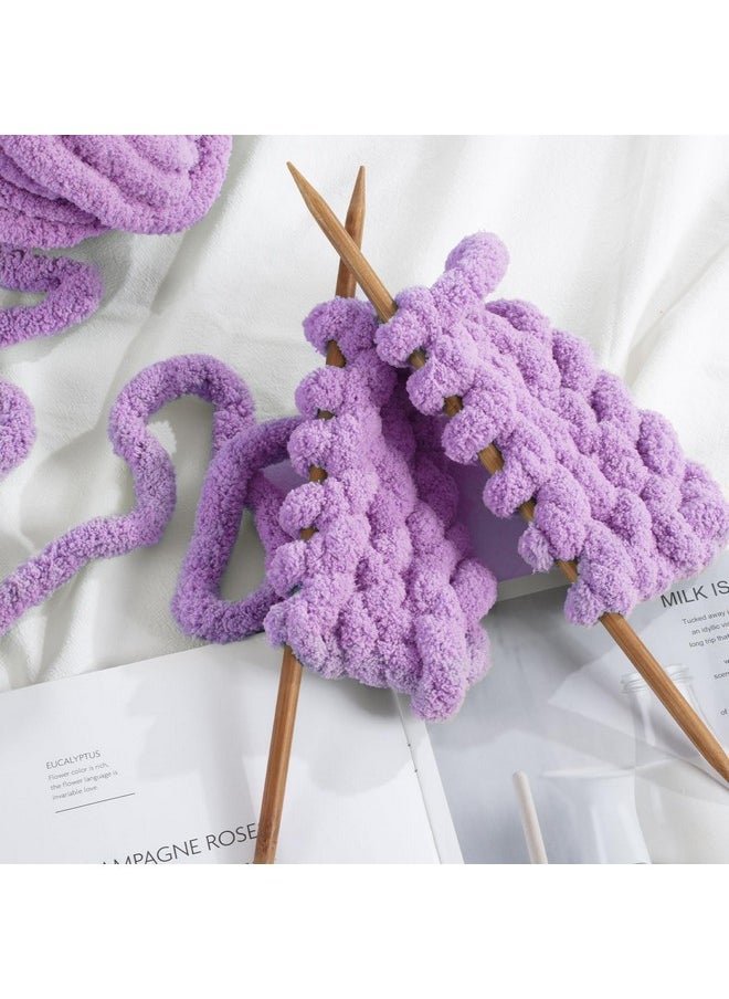 HOMBYS Purple Chunky Chenille Yarn for Crocheting, Bulky Thick Fluffy Yarn for Knitting,Super Bulky Chunky Yarn for Hand Knitting Blanket, Soft Plush Yarn, 8 Jumbo Pack (27 yds,8 oz Each Skein)