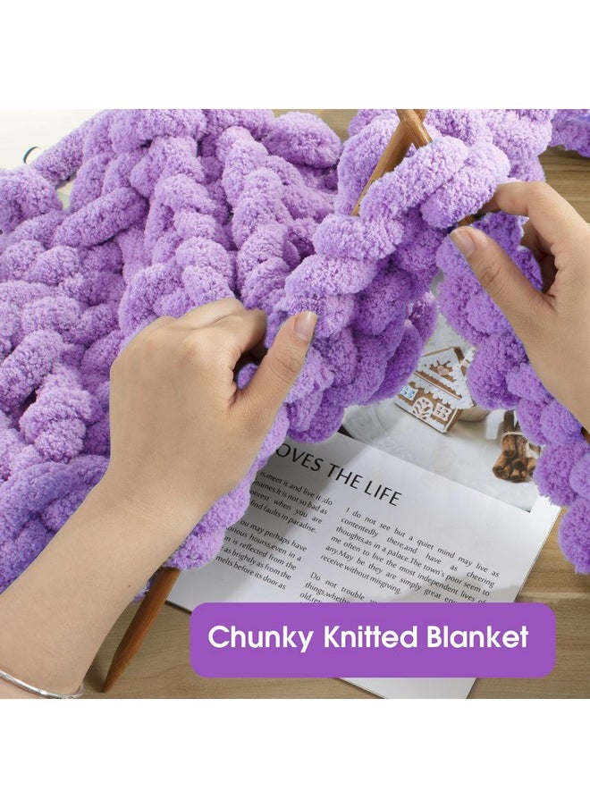 HOMBYS Purple Chunky Chenille Yarn for Crocheting, Bulky Thick Fluffy Yarn for Knitting,Super Bulky Chunky Yarn for Hand Knitting Blanket, Soft Plush Yarn, 8 Jumbo Pack (27 yds,8 oz Each Skein)
