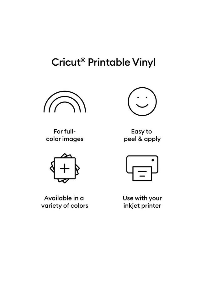 Cricut Printable Vinyl - US Letter Size (12 Ct), Printable Vinyl for Stickers, Labels, Vinyl Paper for Inkjet Printer, Compatible with Cricut Maker, Explore 3, & Cricut Joy Xtra Machines, White, 12ct