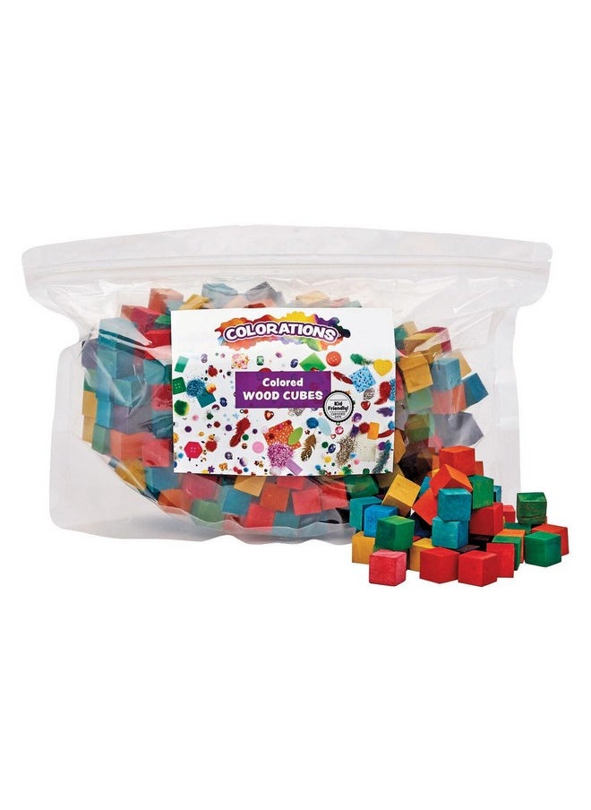 Colorations Colored Wood Cubes, 196 Pieces, 5/8 inch, Dyed Natural Wood, Geometric, Building, Arts & Crafts, Decorations, Multi-Colored, DIY Crafts, for Kids, STEM