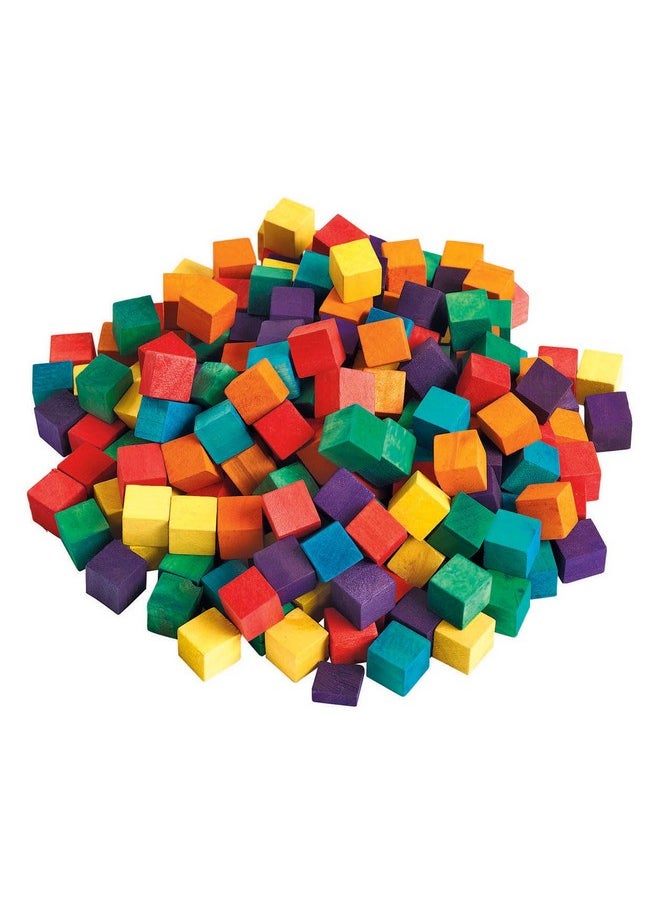 Colorations Colored Wood Cubes, 196 Pieces, 5/8 inch, Dyed Natural Wood, Geometric, Building, Arts & Crafts, Decorations, Multi-Colored, DIY Crafts, for Kids, STEM