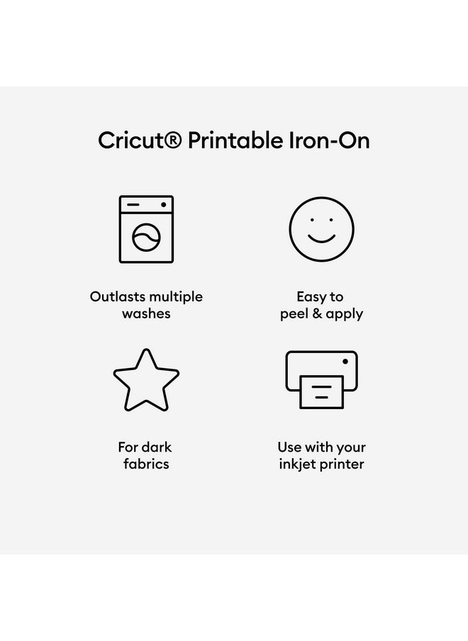 Cricut Printable Iron On Vinyl for Dark Fabrics - US Letter Size, (3ct), Printable HTV Vinyl for Inkjet Printer, Compatible with Cricut Maker, Expression and Cricut Joy Xtra Machines