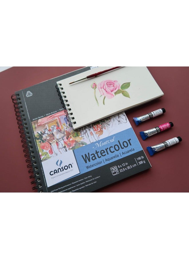 Canson Artist Series Watercolor Paper, Wirebound Pad, 5.5x8.5 inches, 20 Sheets (140lb/300g) - Artist Paper for Adults and Students - Watercolors, Mixed Media, Markers and Art Journaling