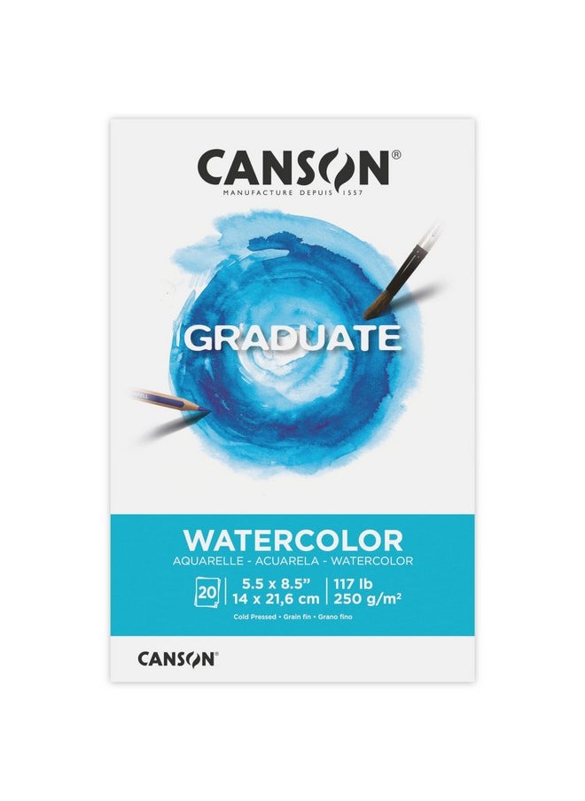 Canson Graduate Watercolor Pad, Foldover, 5.5x8.5 inch, 20 Sheets | Artist Paper for Adults and Students - Painting, Gouache, Mixed Media and Ink