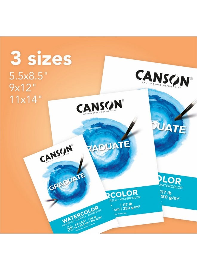 Canson Graduate Watercolor Pad, Foldover, 5.5x8.5 inch, 20 Sheets | Artist Paper for Adults and Students - Painting, Gouache, Mixed Media and Ink