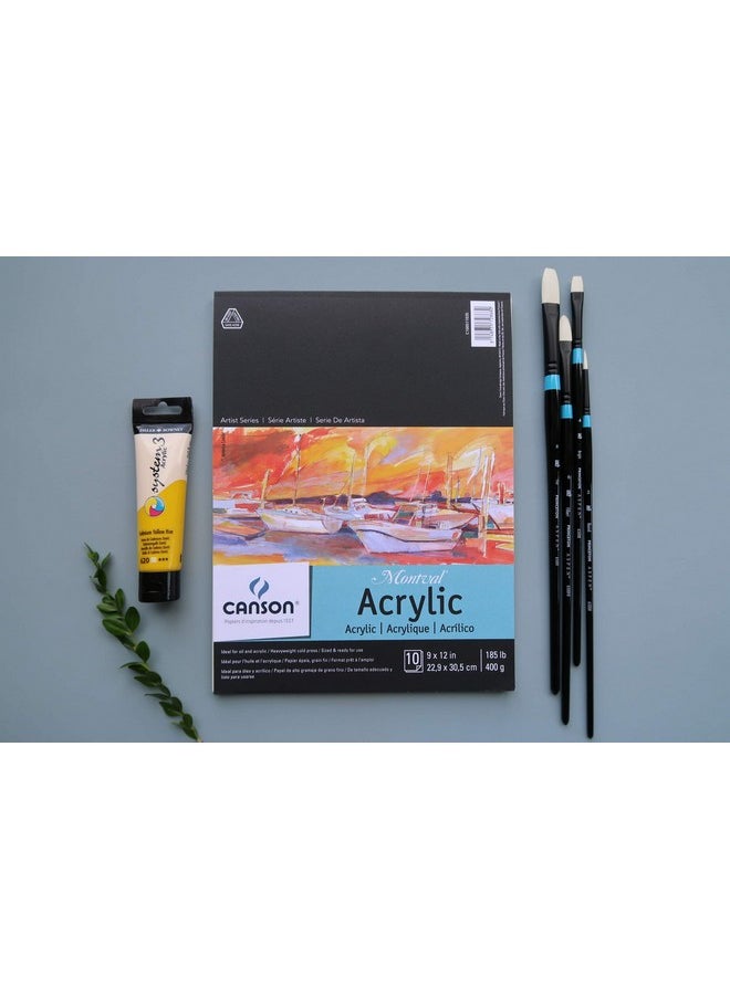 Canson Artist Series Acrylic Paper, Foldover Pad, 12x16 inches, 10 Sheets (185lb/400g) - Artist Paper for Adults and Students