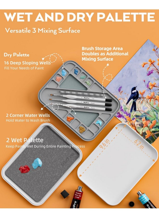 Nicpro Miniature Painting Kit with Wet Palette & 11PCS Detail Paint Brushes Drybrush, 100PCS Wet Pallet Paper, 4PCS Sponge, Brush Holder Mixing Paint Saver Palette for Warhammer 40K Model Painting