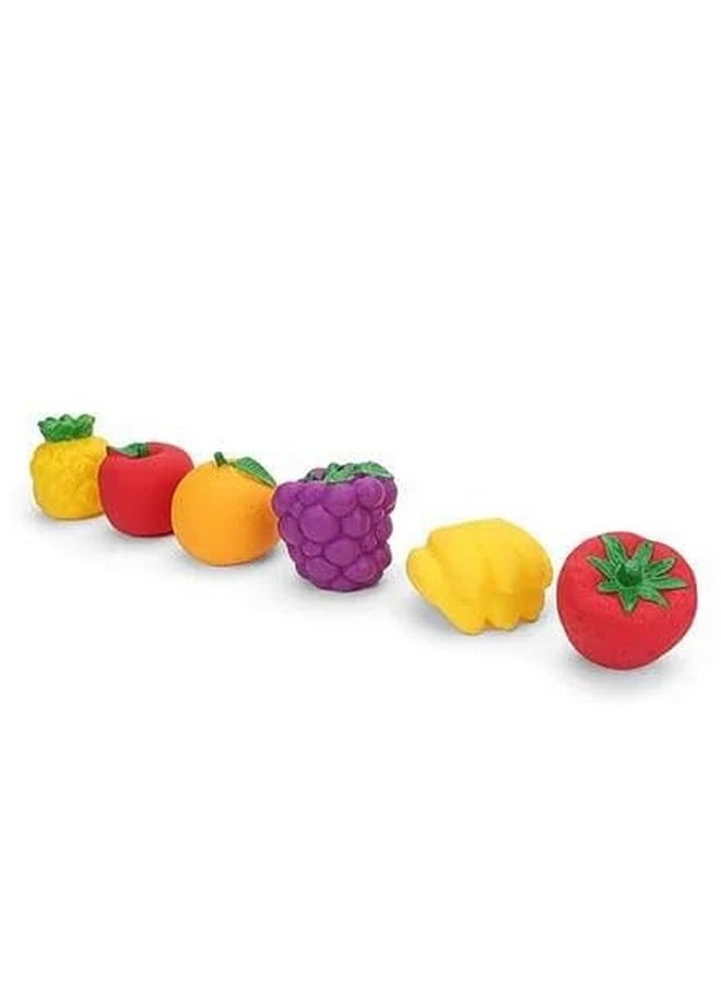 Fruit Chu Chu Sound Squeeze 6 pc Set Bath Toys I Bath Toy I Colorful Toy Heavy Quality ,Squeezy Toys Fruit 6 pcs Pack for Infants. The Sweet Musical Sound of The Squeezy Toy