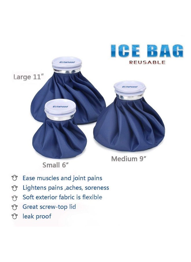 elitehood Ice Cold Pack Reusable Ice Bags Hot Water Bag for Injuries, Hot & Cold Therapy and Pain Relief with Elastic Breathable Support Wrap, 4-Pack, 3 Sizes (6