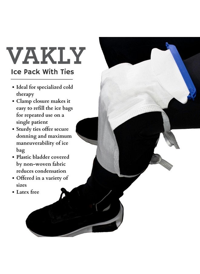 Refillable Ice Bags with Clamp Closure [Pack of 5] Large, 6-1/2 x 14 - Reusable Easy Filling Hospital Icepack with Soft Outer Covering and Leak Resistant Inner Layer + Vakly First Aid Kit Guide (5)