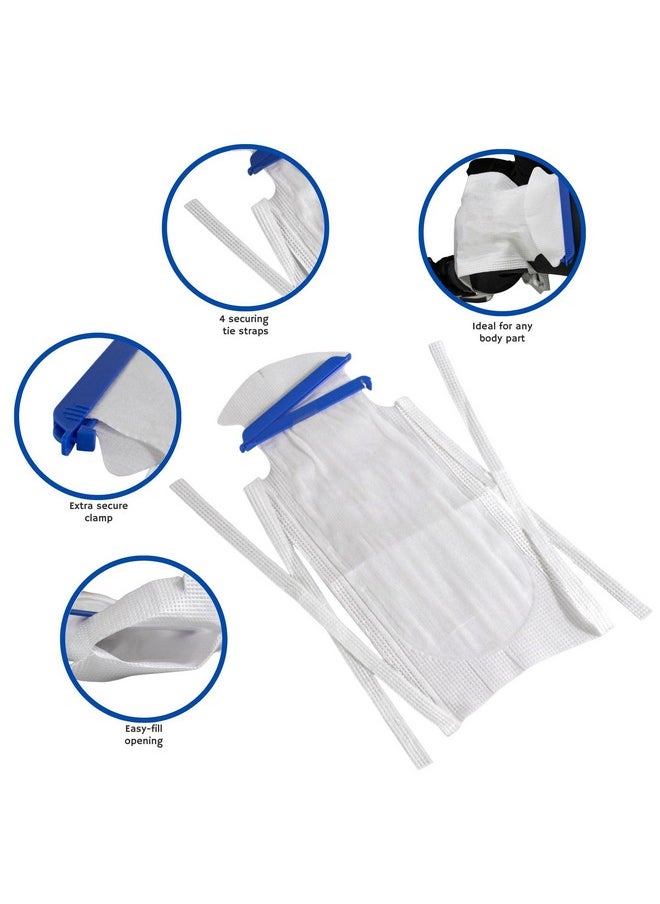 Refillable Ice Bags with Clamp Closure [Pack of 5] Large, 6-1/2 x 14 - Reusable Easy Filling Hospital Icepack with Soft Outer Covering and Leak Resistant Inner Layer + Vakly First Aid Kit Guide (5)