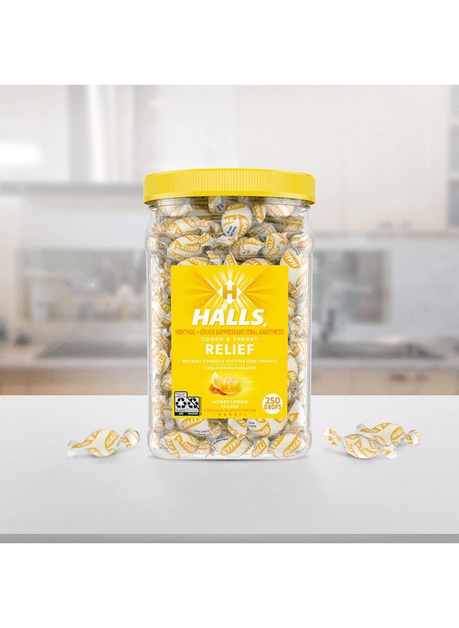 HALLS Relief Honey Lemon Cough Drops, Bulk Cough Drops, 250 Drops