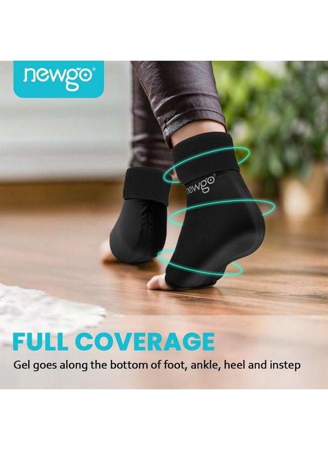 NEWGO Ankle Ice Pack for Injuries Reusable Ice & Hot Therapy, Cold Compression Ice Pack for Sprained Ankle - Black