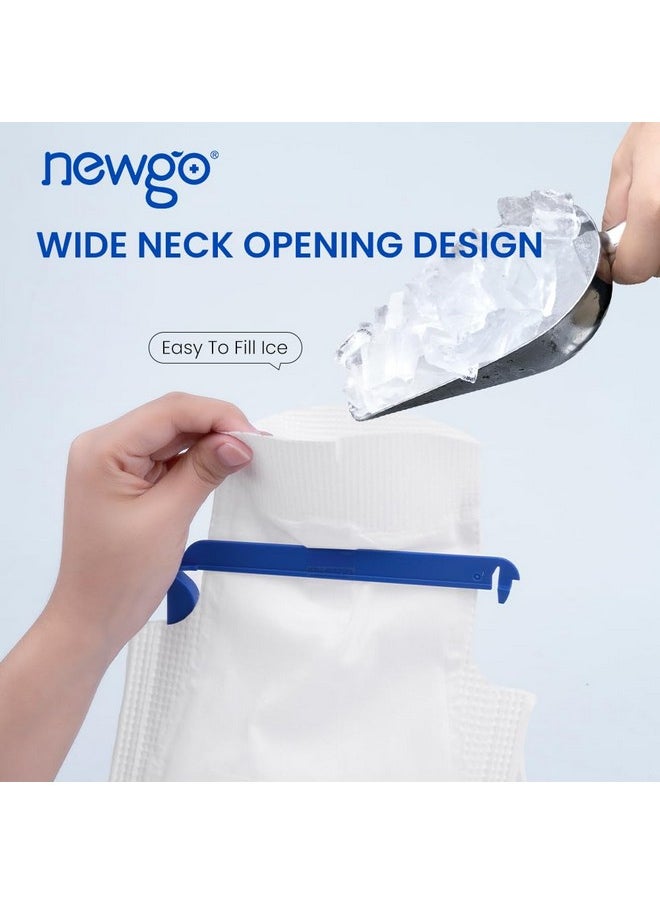 NEWGO Refillable Ice Bags with Clamp Closure [Pack of 6] Large 7 X 4.6, Reusable Easy Filling Hospital Ice pack with Soft Outer Covering and Leak Resistant Inner Layer