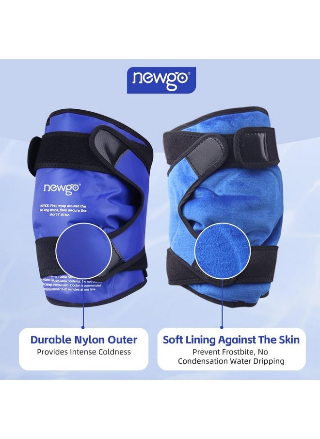 NEWGO Ice Pack for Knee Replacement Surgery, Reusable Gel Cold Pack Wrap Around Entire Knee for Knee Injuries, Pain Relief, Swelling, Bruises
