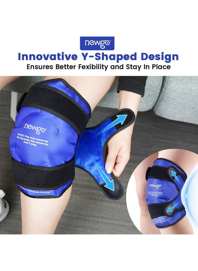 NEWGO Ice Pack for Knee Replacement Surgery, Reusable Gel Cold Pack Wrap Around Entire Knee for Knee Injuries, Pain Relief, Swelling, Bruises