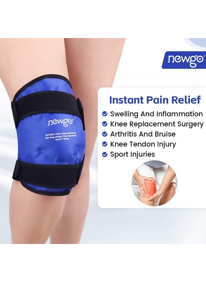 NEWGO Ice Pack for Knee Replacement Surgery, Reusable Gel Cold Pack Wrap Around Entire Knee for Knee Injuries, Pain Relief, Swelling, Bruises