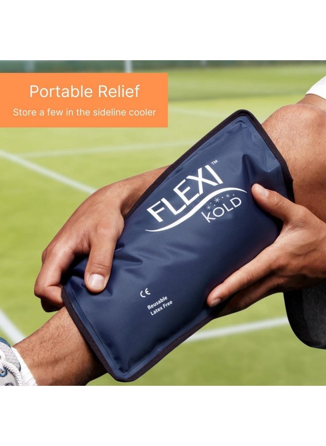 FlexiKold Gel Soft Flexible Ice Packs for Injuries - Reusable Freezer Cold Pack, Cold Compress & Cooling Gel Pad for Face, Shoulder, Hip, Leg, Arm, Ankle & Foot Injury - Medium - 7.5” x 11.5”