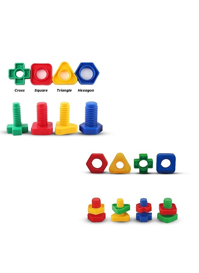 I Play Nut and Bolt Set of 40 Pcs for Kids | Block Construction Activity | Educational Toy - Multicolor