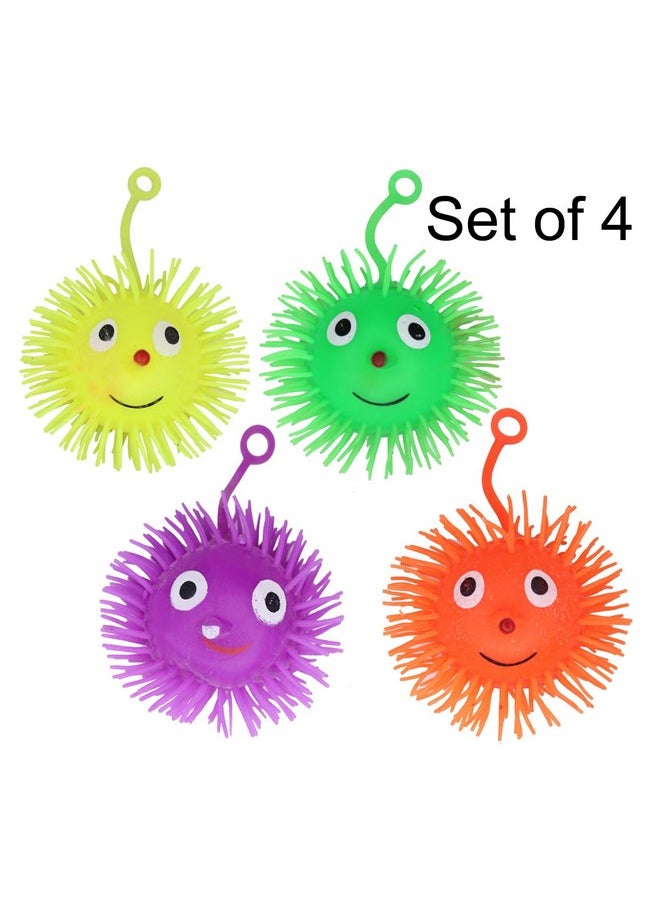 INAAYA Puffer Ball Flashing Stress Relief Ball Squishy Toys for Kids Glow Ball Toy for Gifting Fun Toy for Boys and Girls Multicolour Set of 4