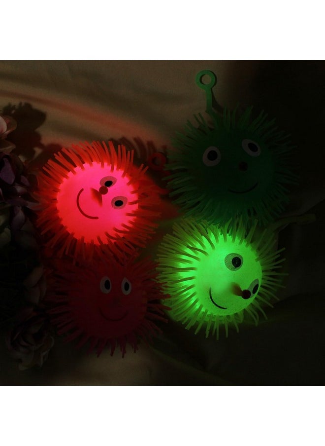INAAYA Puffer Ball Flashing Stress Relief Ball Squishy Toys for Kids Glow Ball Toy for Gifting Fun Toy for Boys and Girls Multicolour Set of 4