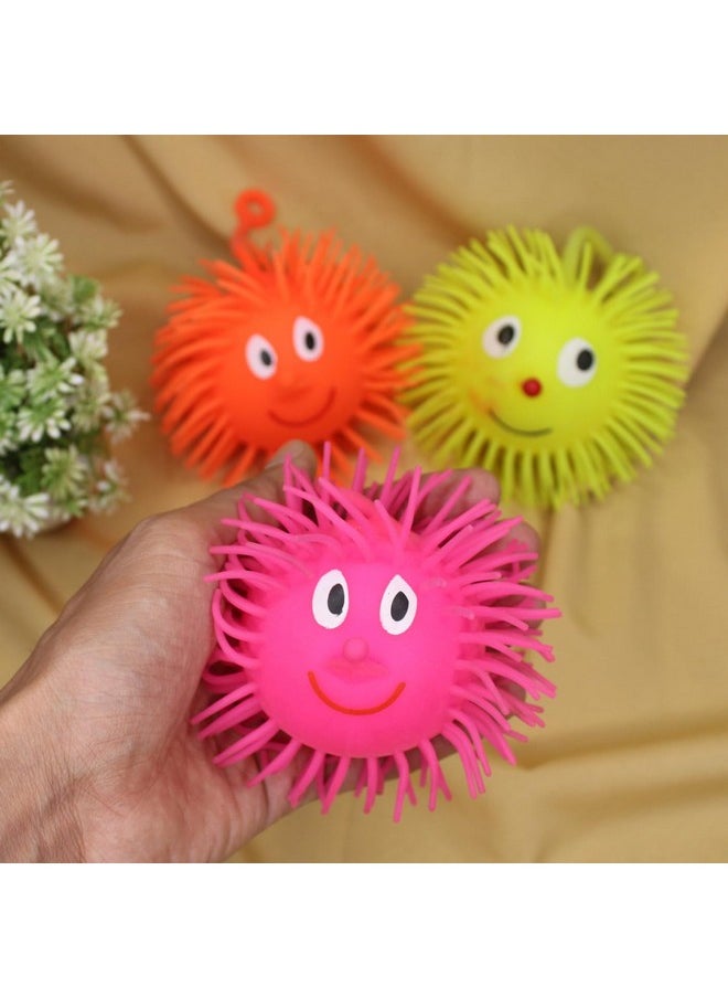 INAAYA Puffer Ball Flashing Stress Relief Ball Squishy Toys for Kids Glow Ball Toy for Gifting Fun Toy for Boys and Girls Multicolour Set of 4