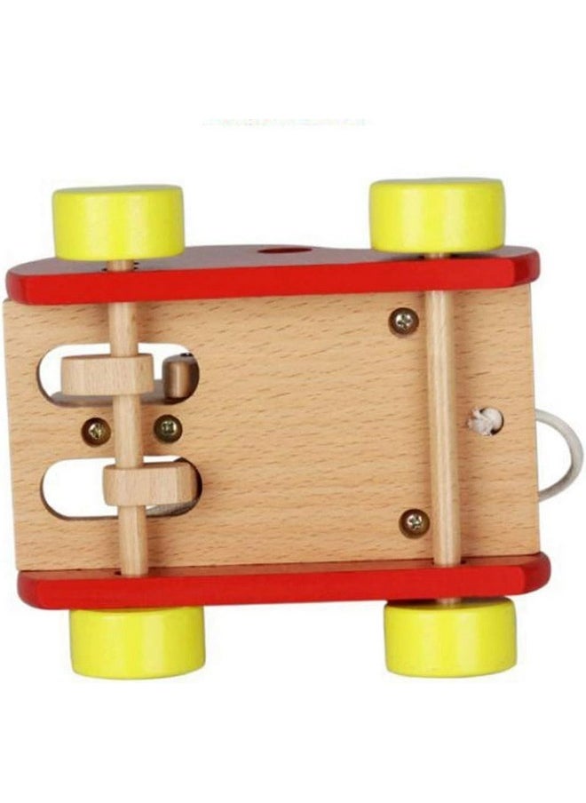 Amitasha Pull Along Wooden Toy Carts Musical Drum Car Toy for Kids Toddlers Walk Along Toys for Children, Toddlers & Infants | Pull String Toy for Kids 6 Months to 3 Years | Early Learning & Fun Play