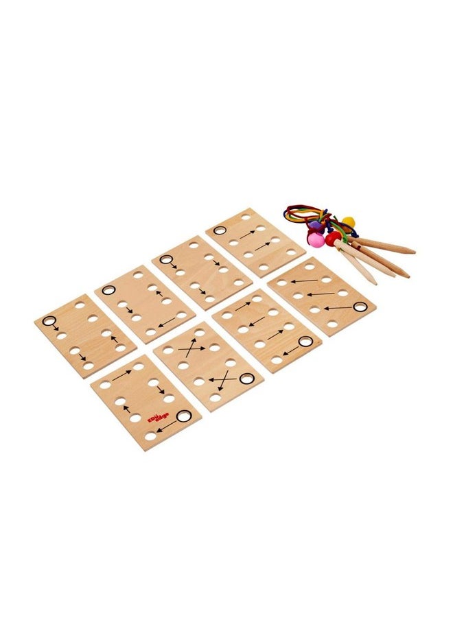 Eduedge Lacing Plate is A Set of Four Pads with Needle and Lace, Pincer Grip, Develops Motor Skill and Cognitive Skill, Wooden Learning Toy for Children Above 3 Years, Toys for Baby Boys and Girls