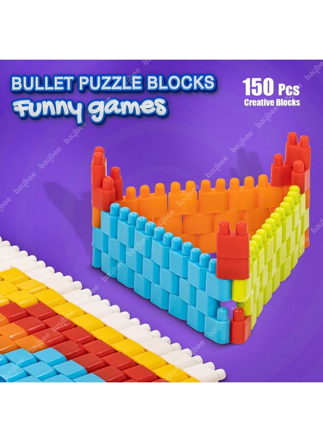BAYBEE 150 Pcs Bullet Building Blocks for Kids Toys, Plastic DIY Toys Puzzle Block Games for Kids, Learning Stacking Toys for Kids | Construction Set Building Block Toys for Kids 3+ Years Boys Girls