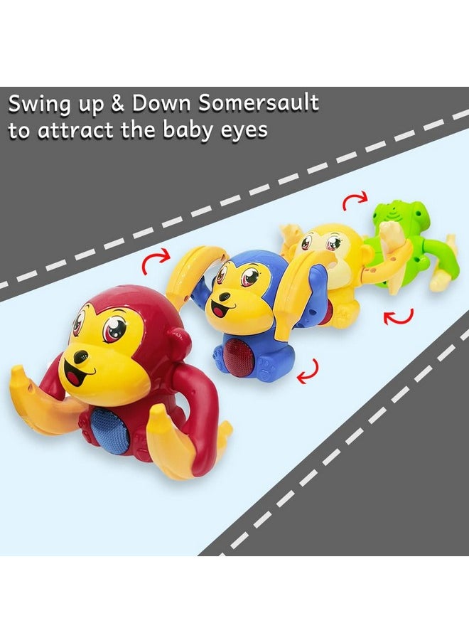 Wembley Dancing Monkey Musical Toy for Kids Baby Spinning Rolling Doll Tumble Toy with Voice Control Musical Light and Sound with Sensor - ISI Mark - Made in India-Yellow