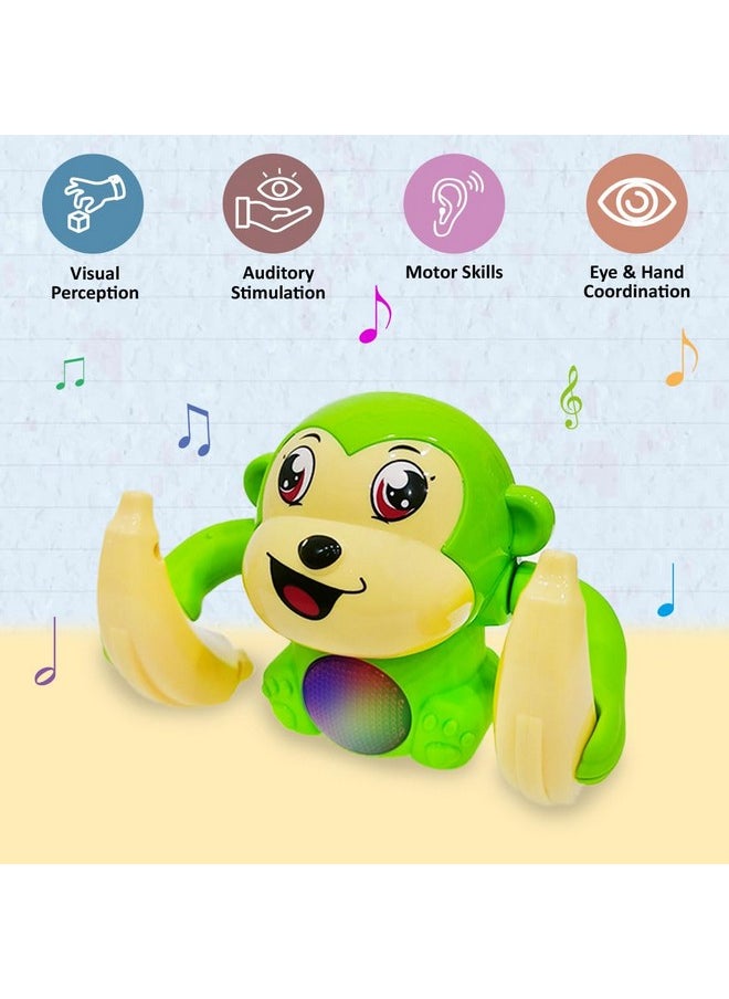 Wembley Dancing Monkey Musical Toy for Kids Baby Spinning Rolling Doll Tumble Toy with Voice Control Musical Light and Sound with Sensor - ISI Mark - Made in India-Yellow