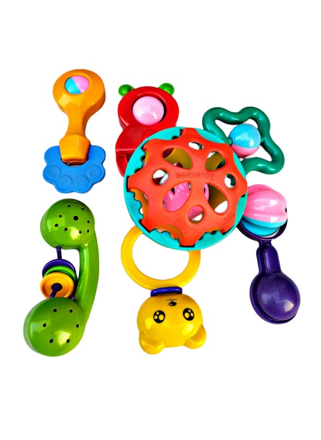 Ruhani Medium Colourful Non Toxic Baby Safari Rattles Set of 7 Attractive Rattle for New Born and Infants (Multicolour)